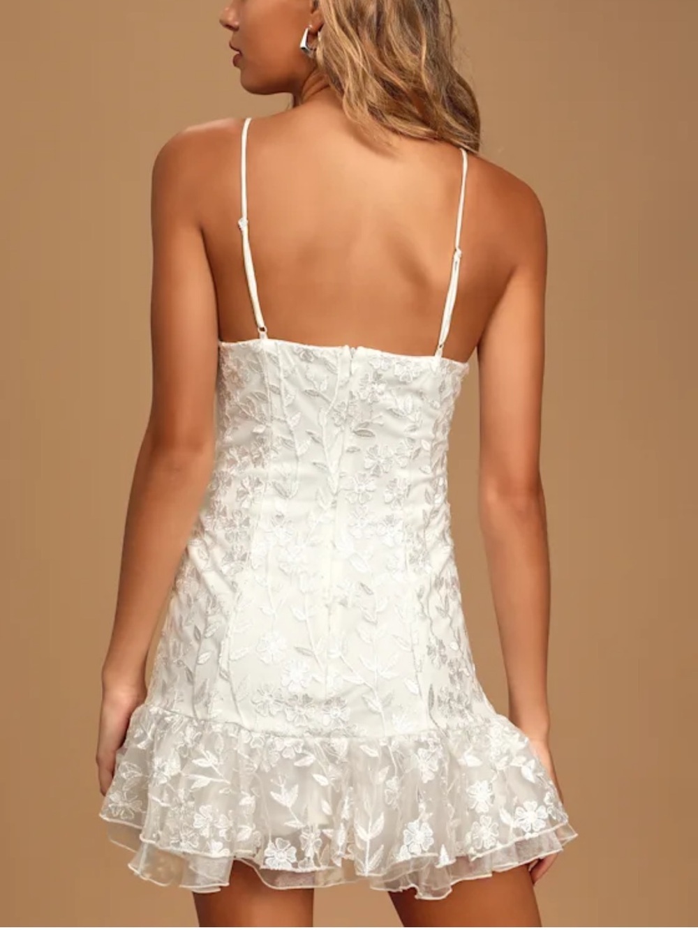 Lulus Lavish Lifestyle White Embroidered Ruffled Mini Dress Size Large - Picture 3 of 11